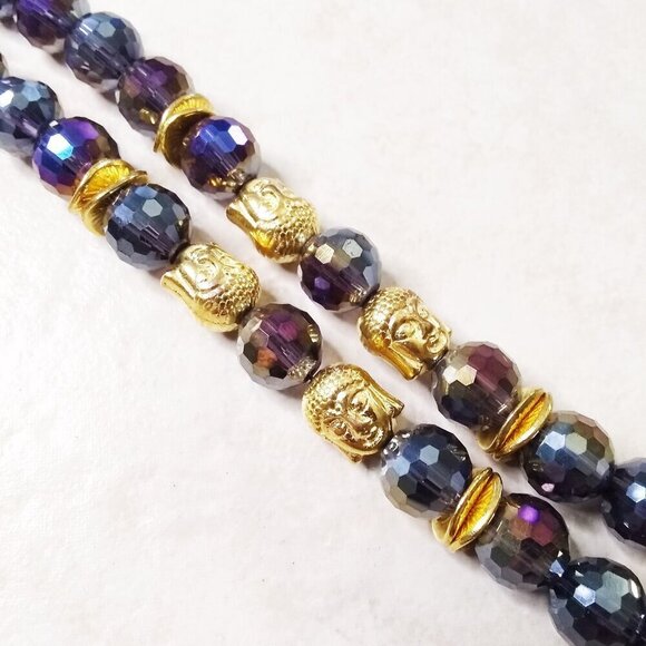 Sparkling Gold Buddha Bracelet! Faceted Bling Beads! Gorgeous Color Reflections - Picture 8 of 9